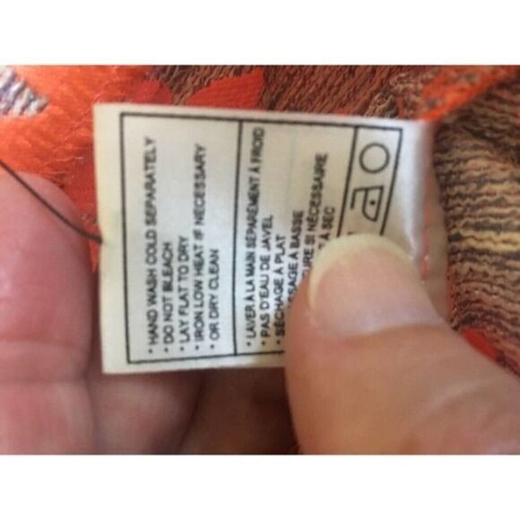 Anthropologie BB Dakota Womens Top Sz Medium Orange Gray Keyhole Zipper Textured - Picture 9 of 12